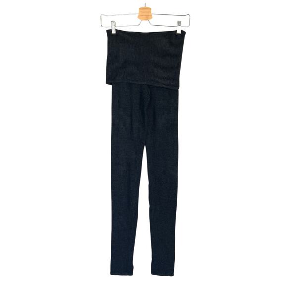 Lululemon Citta Skirted Leggings Foldover Waist Sweater Knit Black Women's Sz 2 - Picture 1 of 11